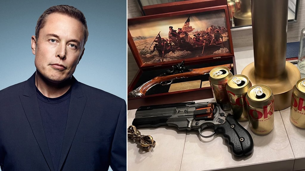 Elon Musk shares bedside table photo with revolver and diet coke EONMSK News