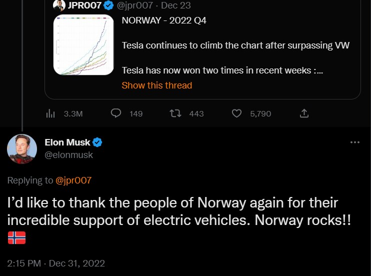Elon Musk tesla norway
