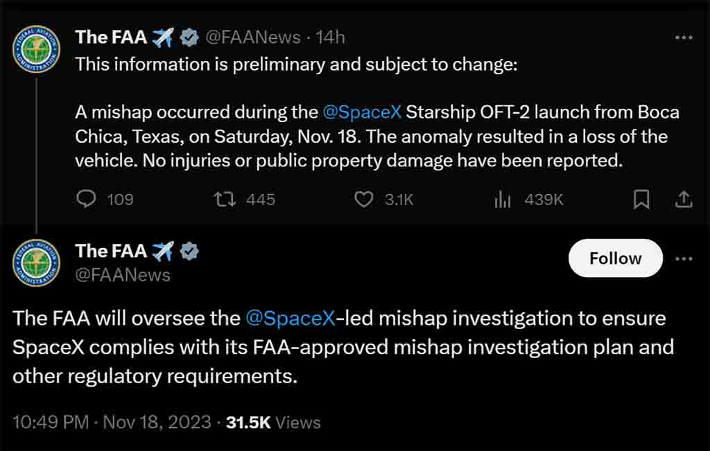 FAA investigation second starship