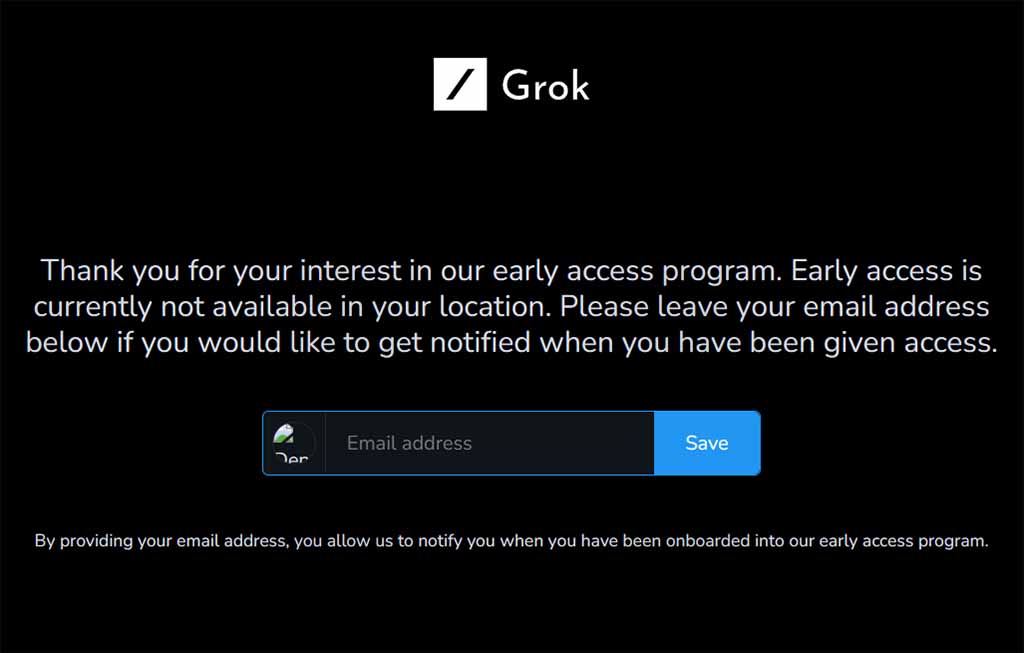 xAI Grok Launch notification outside US