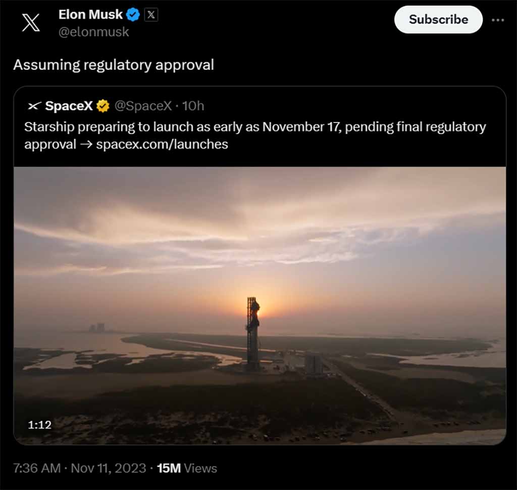 SpaceX Starship launch November 17