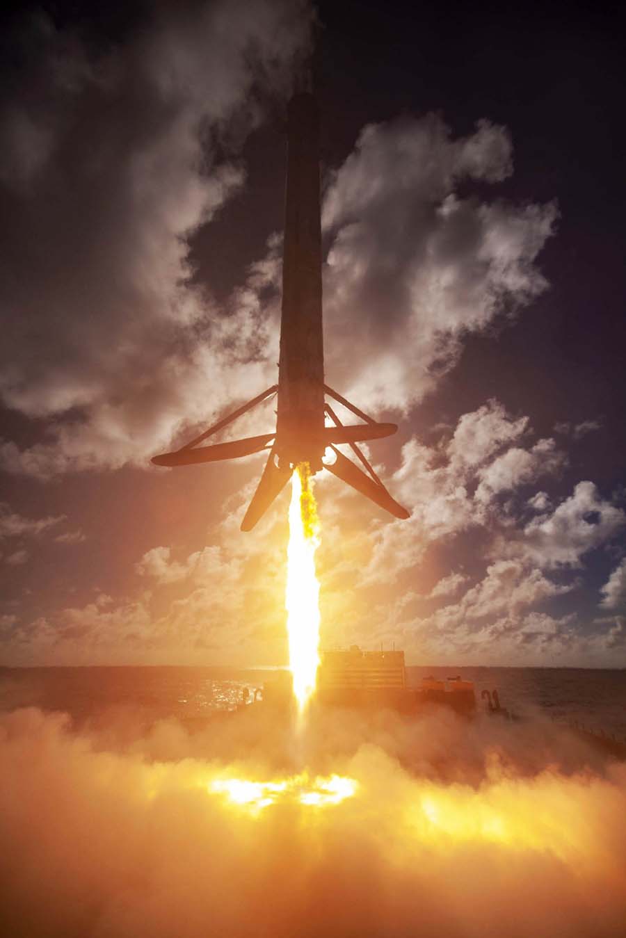 Falcon 9 First Stage Booster Landing Back on Droneship
