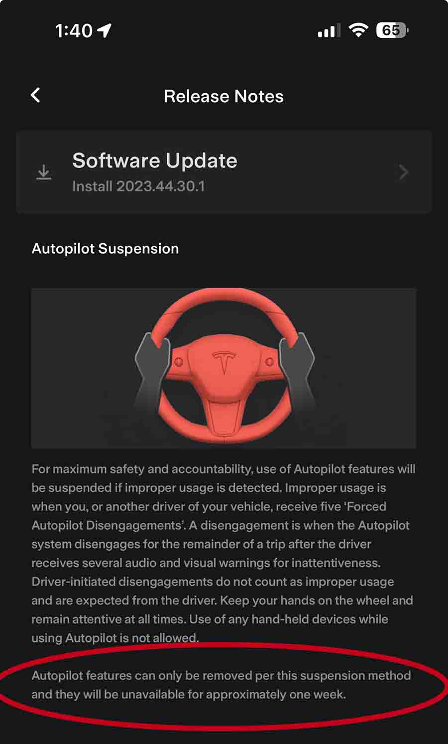 Tesla suspends autopilot feature