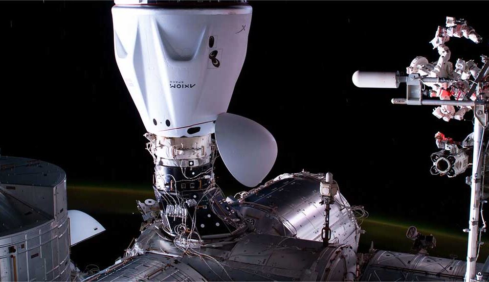 SpaceX Dragon spacecraft docking at International Space Station (ISS)