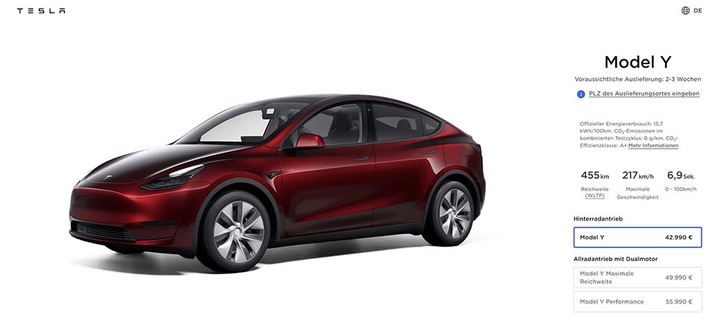 Tesla Model Y 5000 euros down in Germany