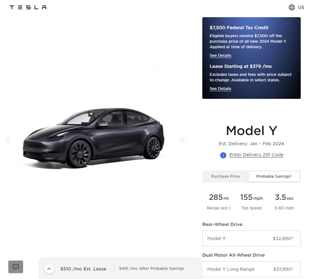 Tesla Model Y leasing $379