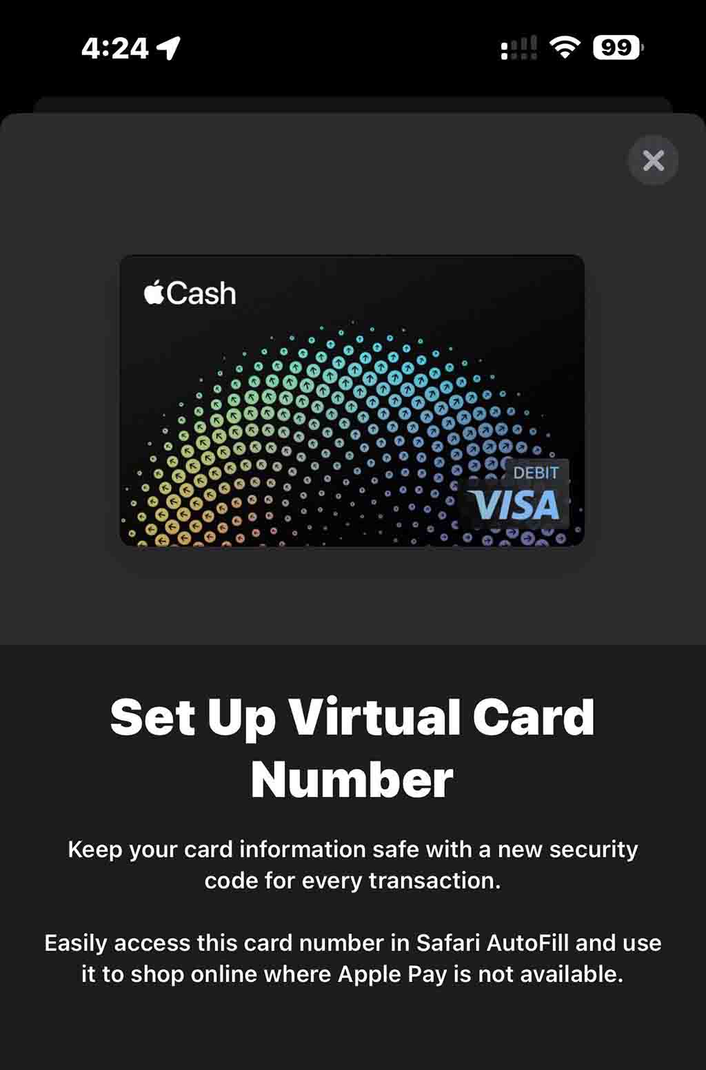 Set up Virtual Card Number for Apple Cash in iOS 17.4 beta