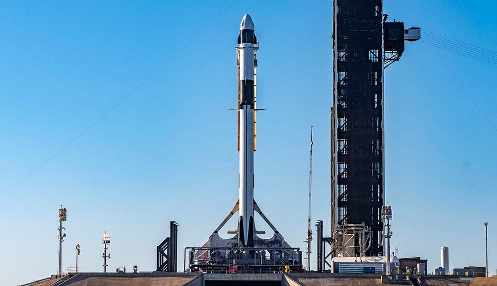 SpaceX Falcon 9 Vertical At Launch Pad