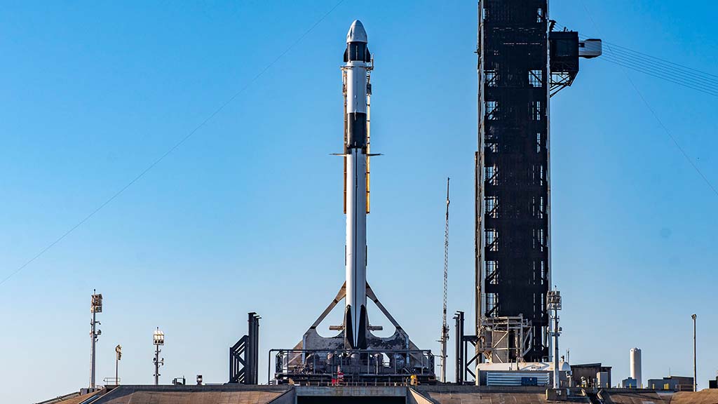 SpaceX Falcon 9 Vertical At Launch Pad