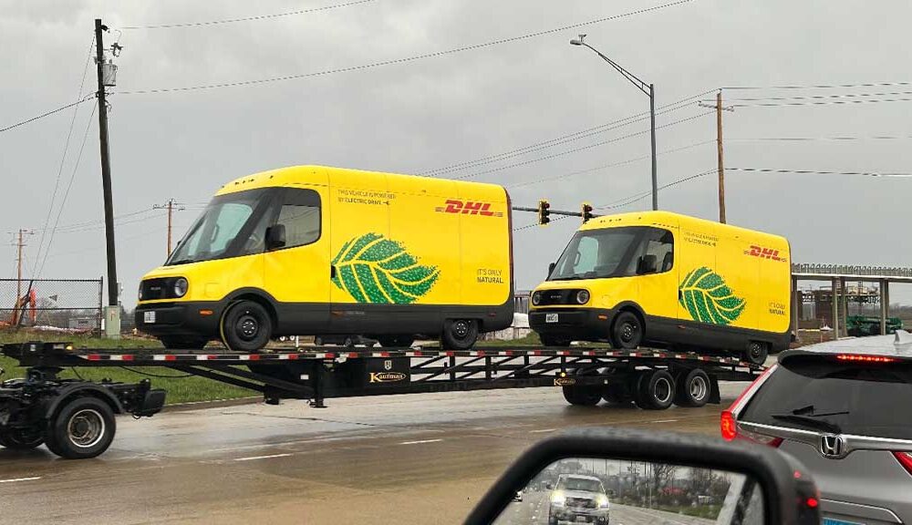 Rivian Electric Delivery Van with DHL Branding