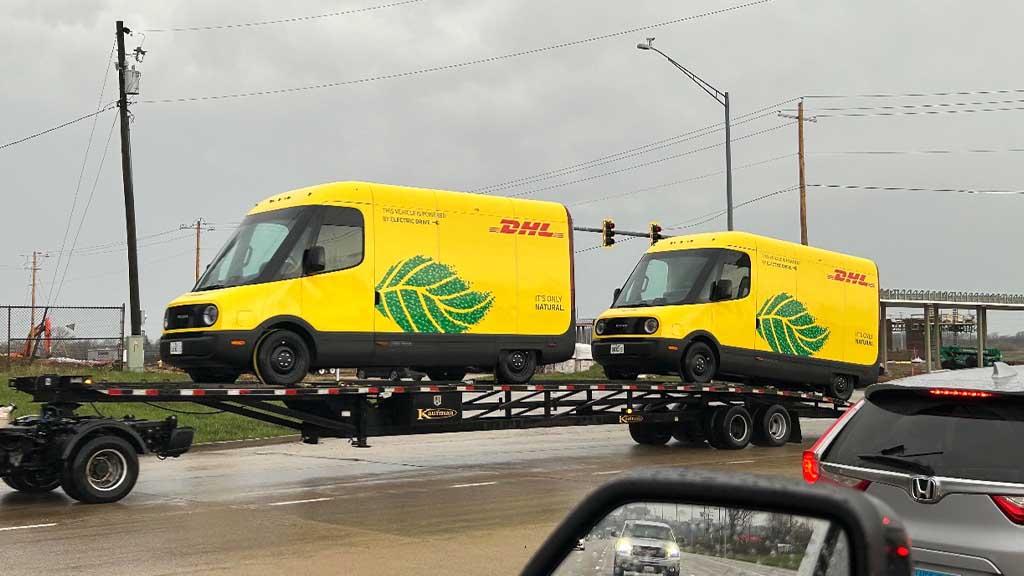 Rivian Electric Delivery Van with DHL Branding