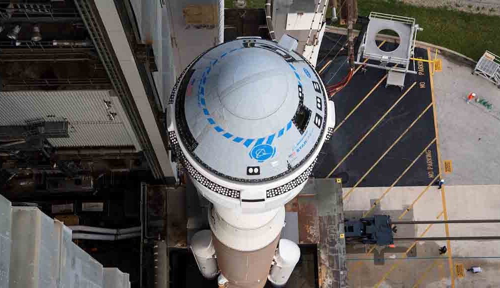 Boeing's CST-100 Starliner Spacecraft vertical on Atlas V rocket on the launch pad at Space Launch Complex 41