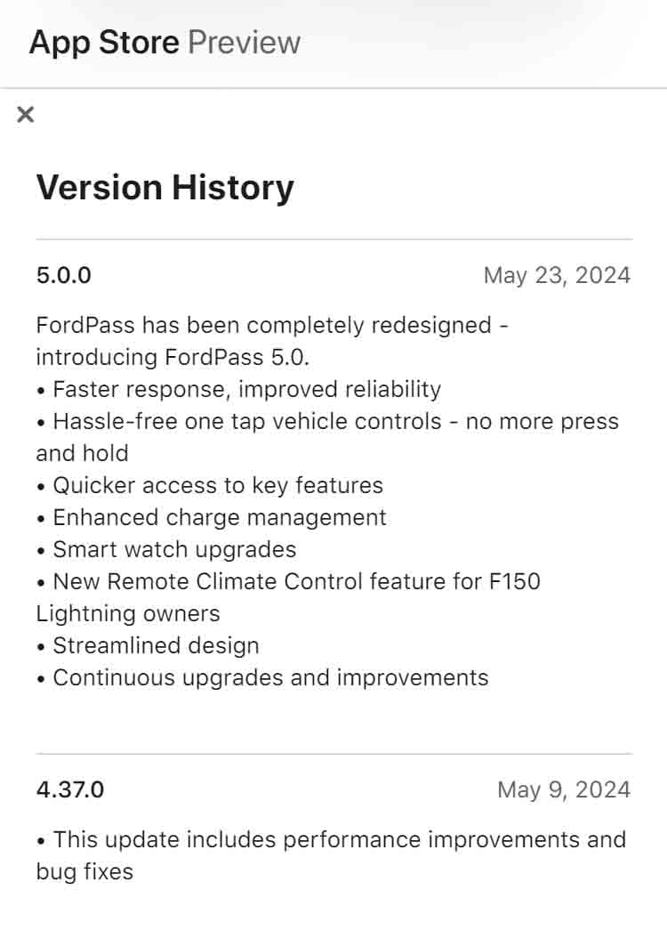 FordPass App Update 5.0.0. with redesign
