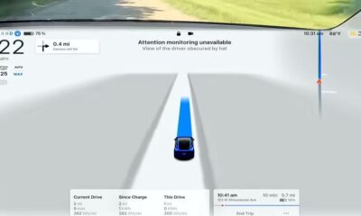 Tesla Full Self Driving (FSD) showing driver attention system warning