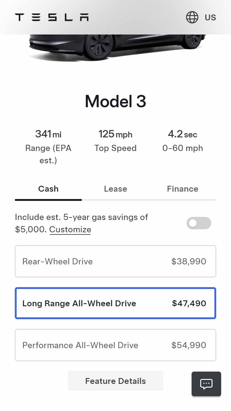 Tesla Model 3 series $250 reduced