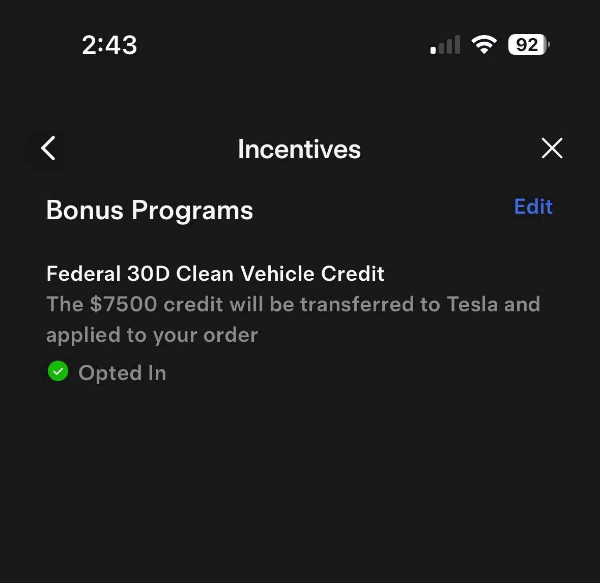 Tesla Model 3 Long Range $7,500 Tax credit