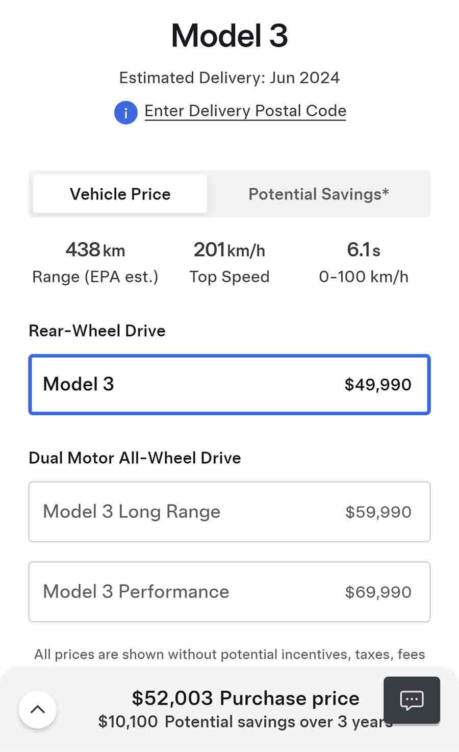 Tesla Model 3 Price in Canada