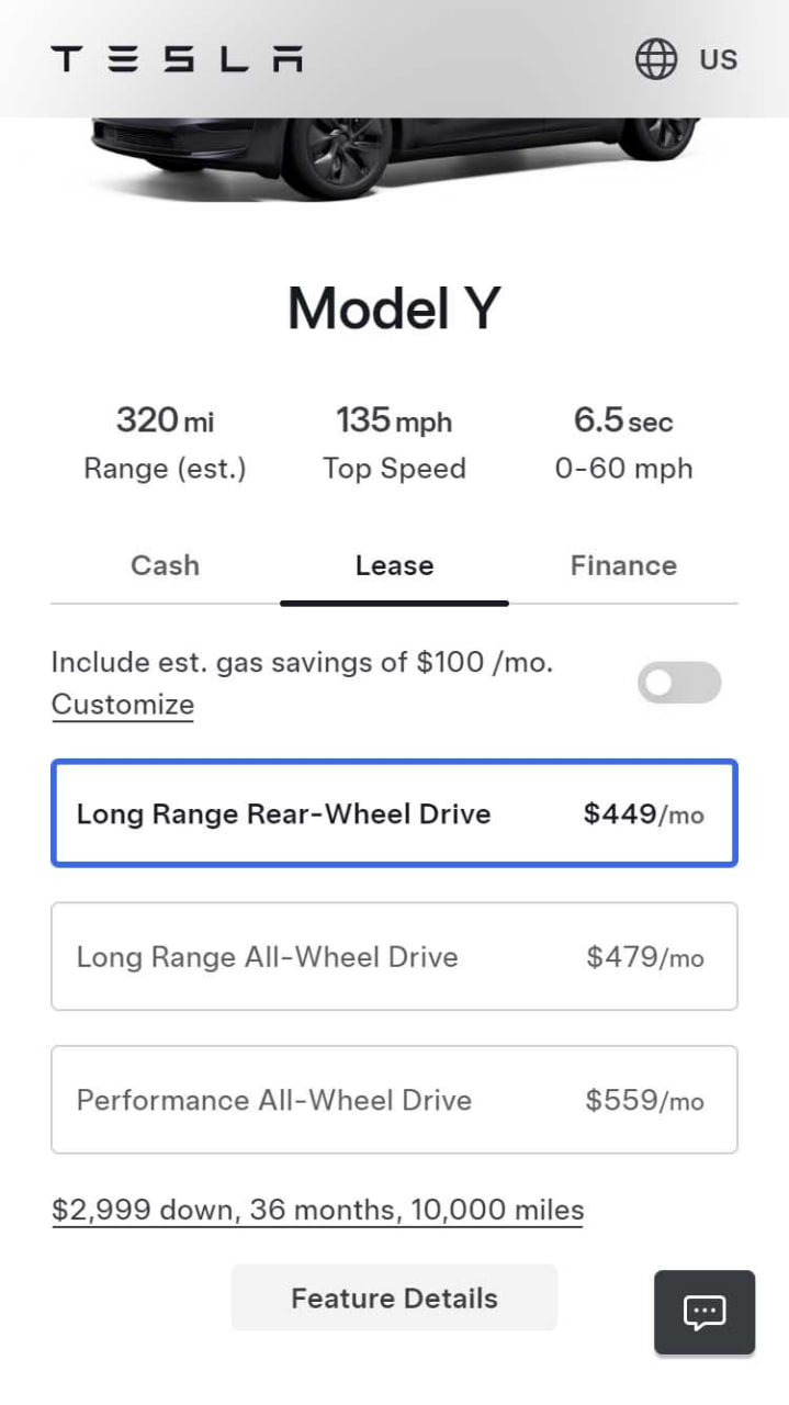 Tesla Model Y lease price up 12.5%