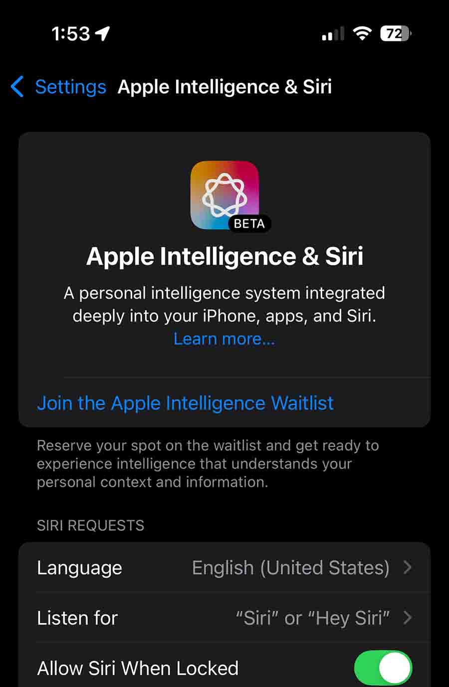 Apple Intelligence & Siri Waitlist