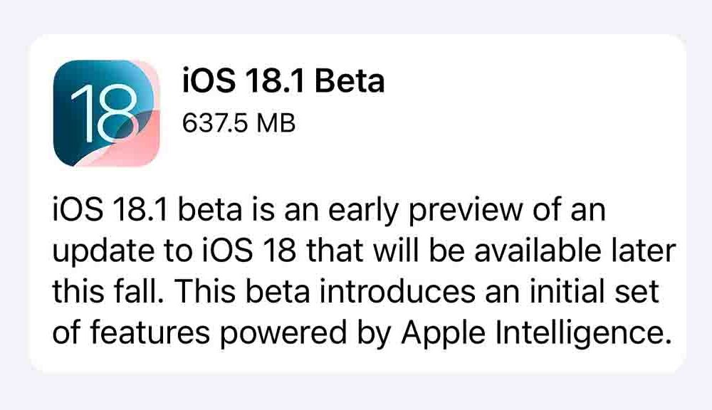 Apple iOS 18.1 Beta 1