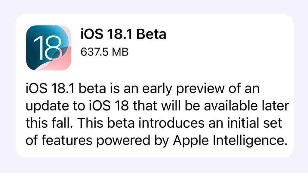 Apple iOS 18.1 Beta 1