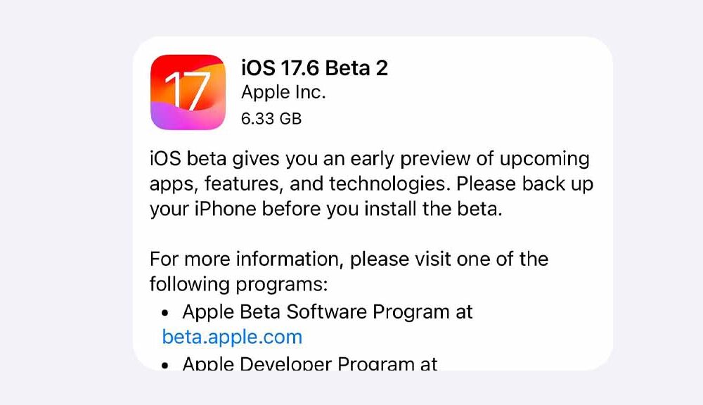 Apple iOS 17.6 Beta 2