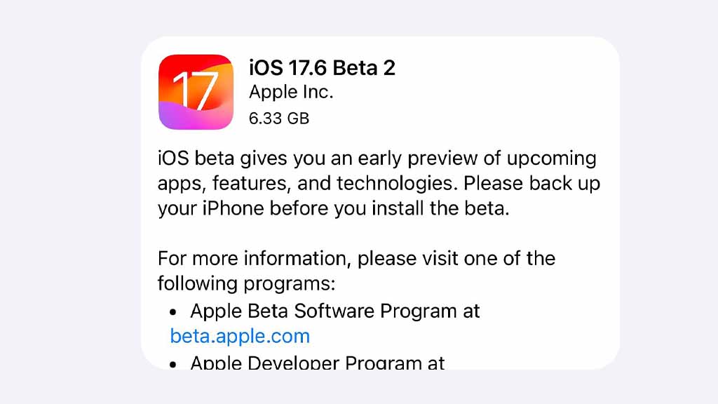 Apple iOS 17.6 Beta 2