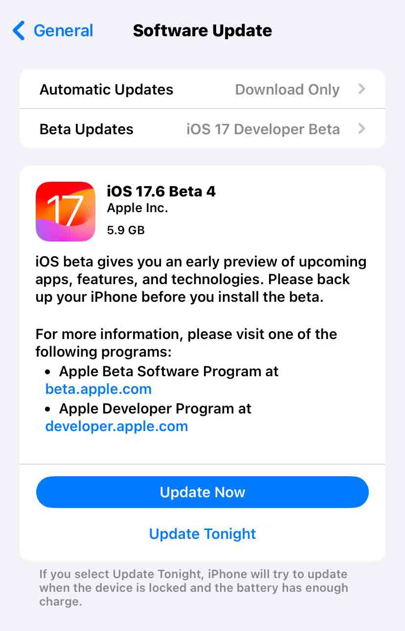 iOS 17.6 Beta 4