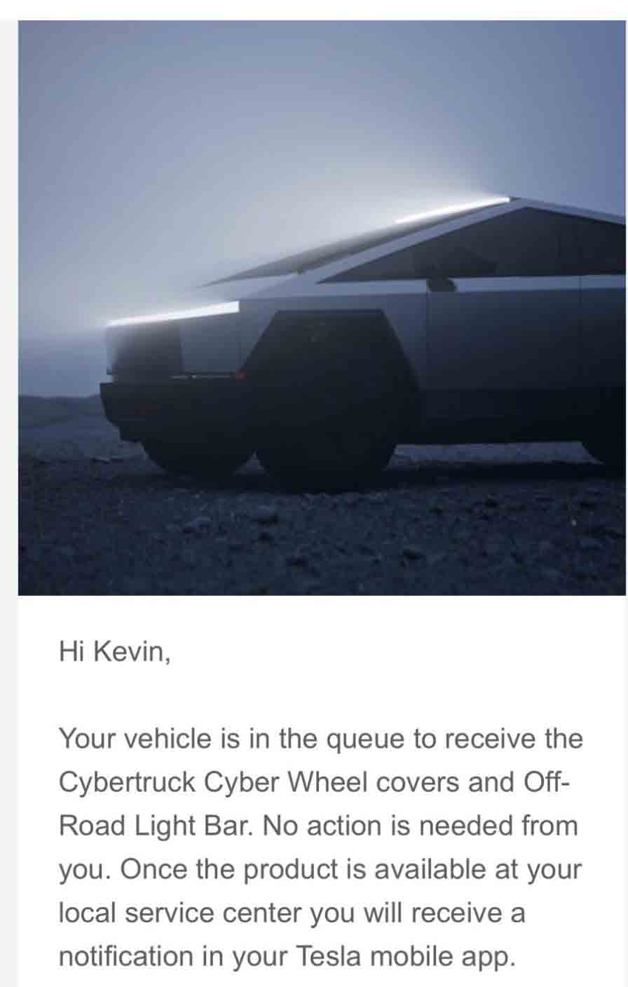 Tesla Cybertruck Cyber Wheel Covers and Off-Road Light Bar email