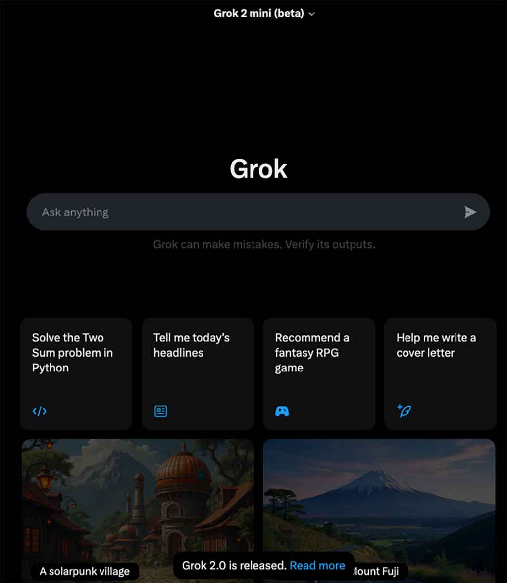 Grok 2 UI