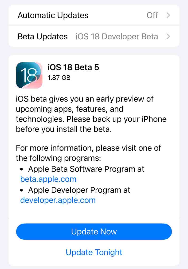 iOS 18 Beta 5