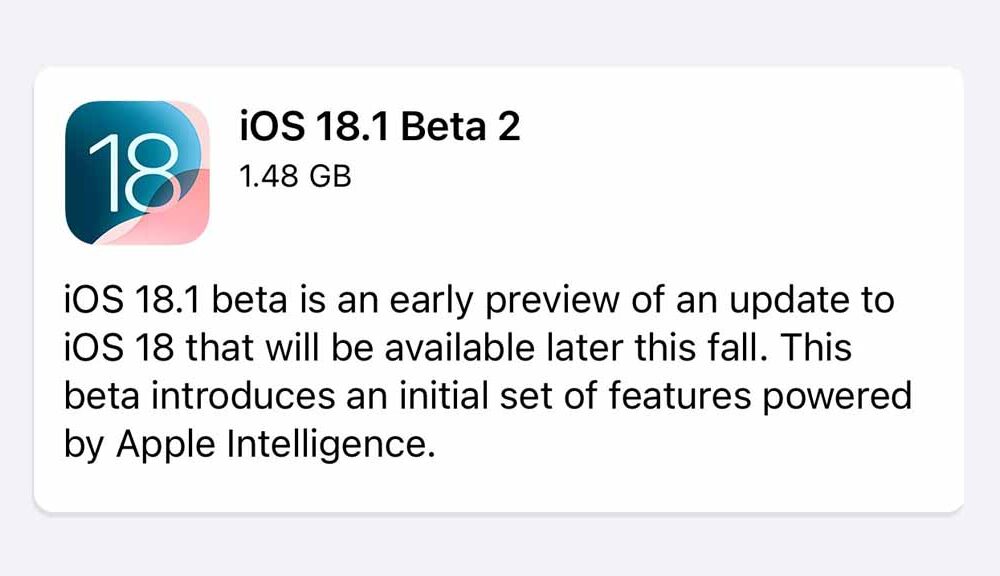 iOS 18.1 Beta 2