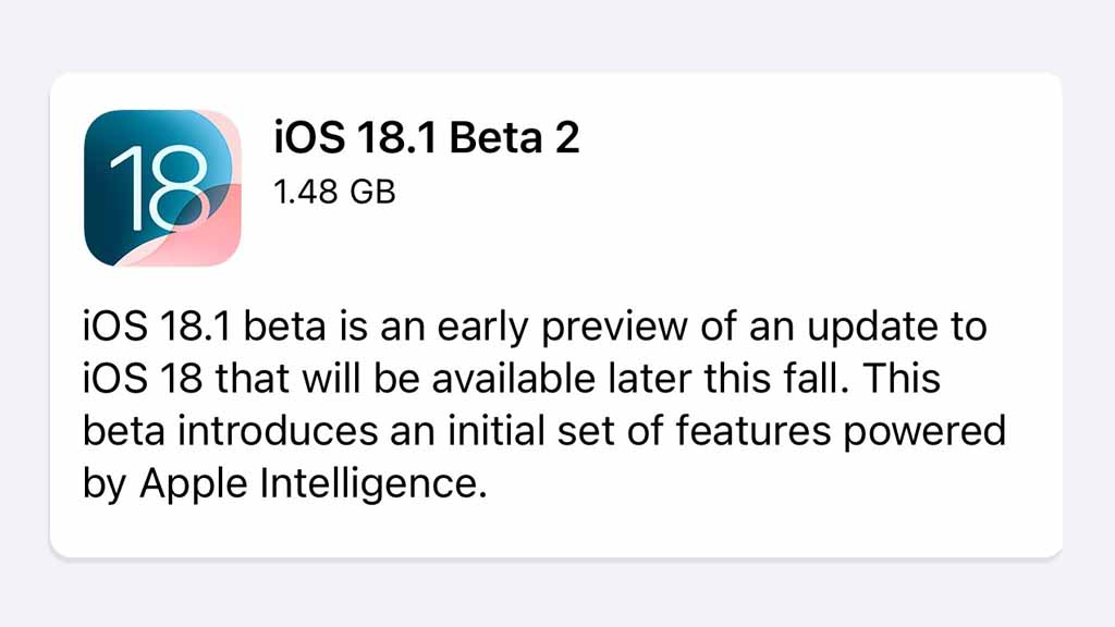 iOS 18.1 Beta 2