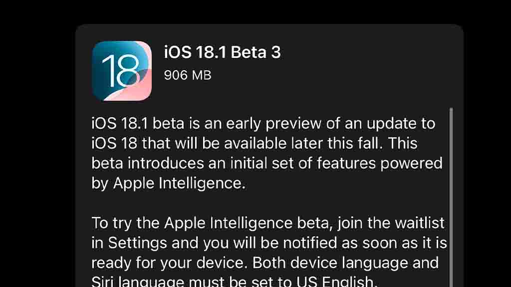 iOS 18 Beta 3