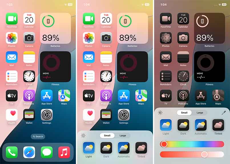 iOS 18 icon customizations