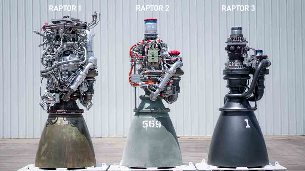 SpaceX Raptor 1, 2 and 3 Comparison