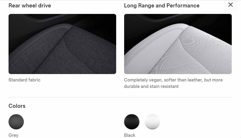 Tesla Model 3 Grey Textile Interior