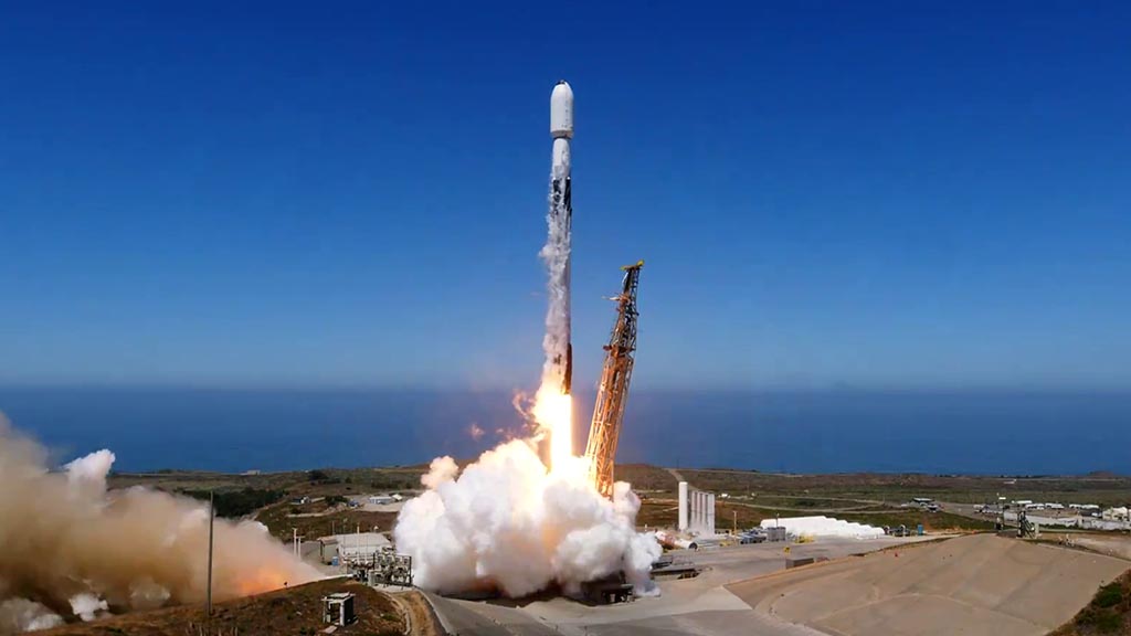 SpaceX Falcon 9 with 11th Rideshare Mission Lifting Off from Space Launch Complex 4E at Vandenberg Space Force Base in California