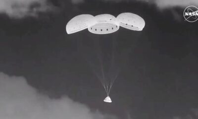 Boeing Starliner Parachute Deployment During Landing