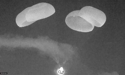 SpaceX Dragon landing down to Sea for splashdown