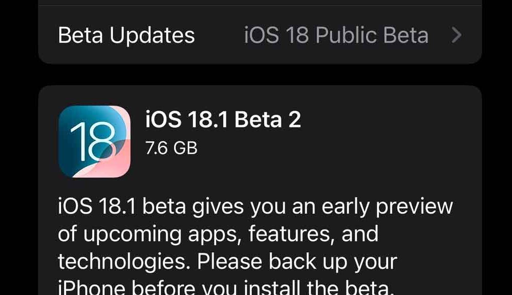 iOS 18.1 Public Beta 2