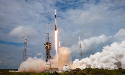 SpaceX Falcon 9 rocket lifting off from Space Launch Complex 40 at Cape Canaveral Space Force Station in Florida with Crew-9 mission