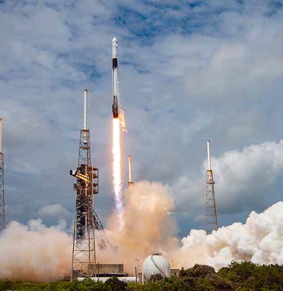 SpaceX Falcon 9 rocket lifting off from Space Launch Complex 40 at Cape Canaveral Space Force Station in Florida with Crew-9 mission