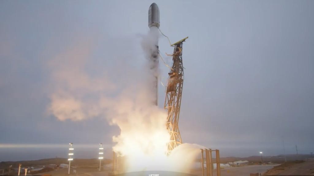 SpaceX Falcon 9 lifting off from from Space Launch Complex 4 East at Vandenberg Space Force Base in California on September 12, 2024