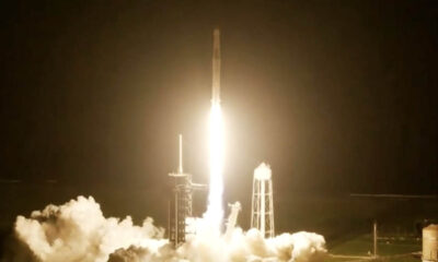 SpaceX Falcon 9 lifting off with Polaris Dawn Crew onboard