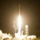 SpaceX Falcon 9 lifting off with Polaris Dawn Crew onboard