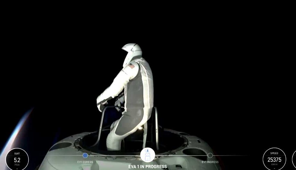 SpaceX Polaris Dawn Mission Commander Jared Isaacman performing spacewalk from SpaceX Dragon spacecraft (Source - SpaceX)