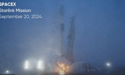 SpaceX Falcon 9 rocket engine ignition for liftoff from Space Launch Complex 4 East at Vandenberg Space Force Base in California on September 20, 2024