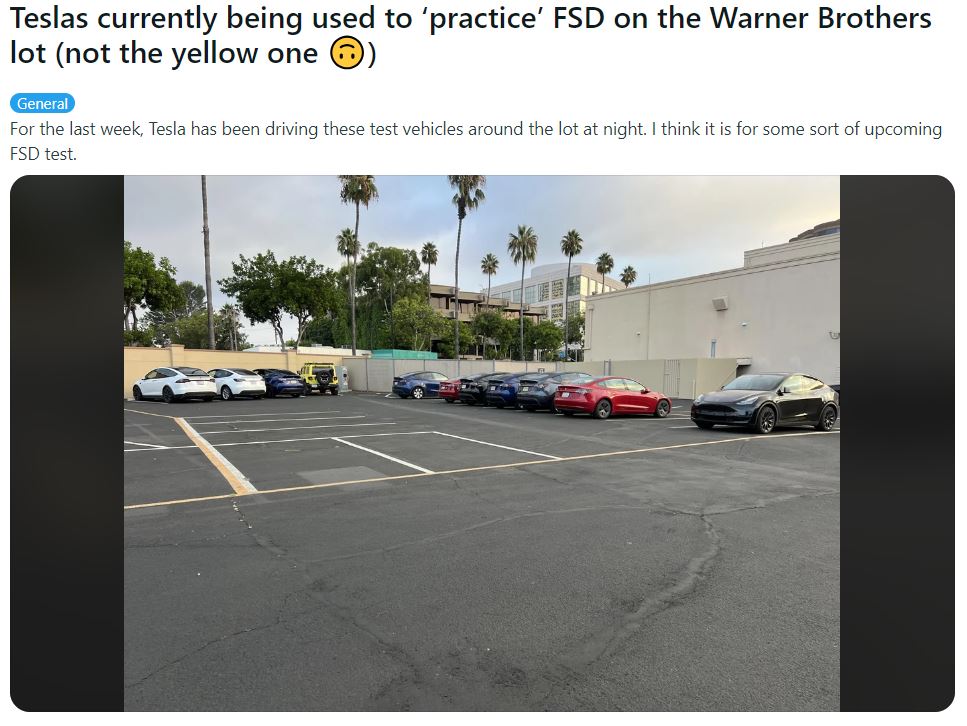 Tesla testing several vehicles around Warner Bros. Studio