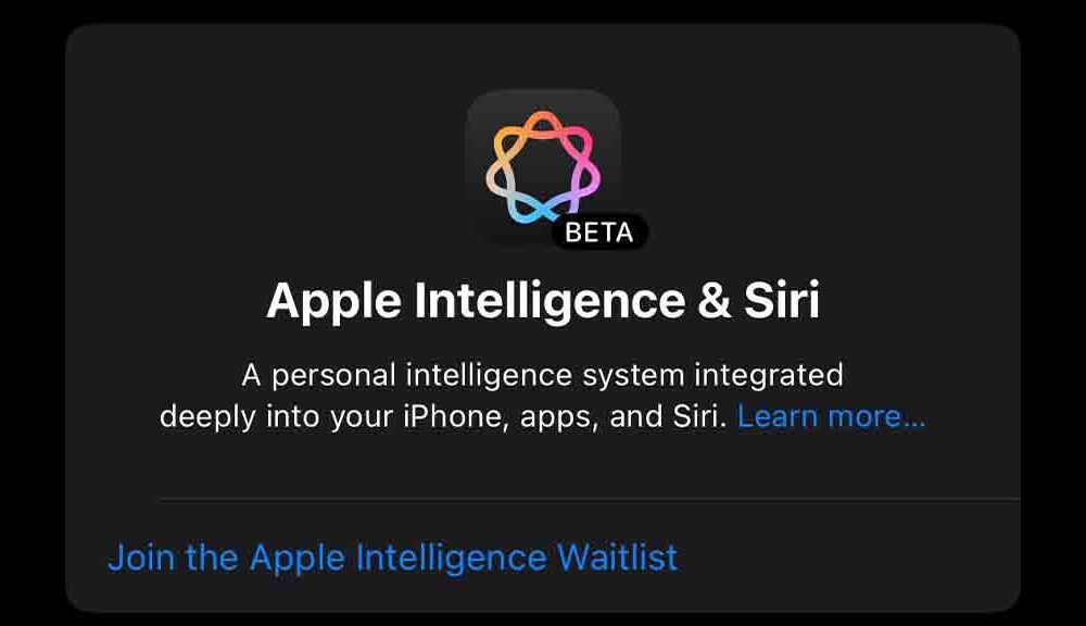 Apple intelligence Waitlist